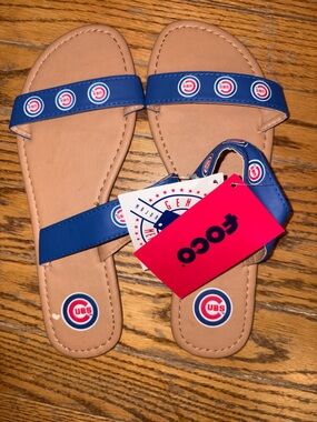 foco Chicago Cubs Blue Logo Sandals